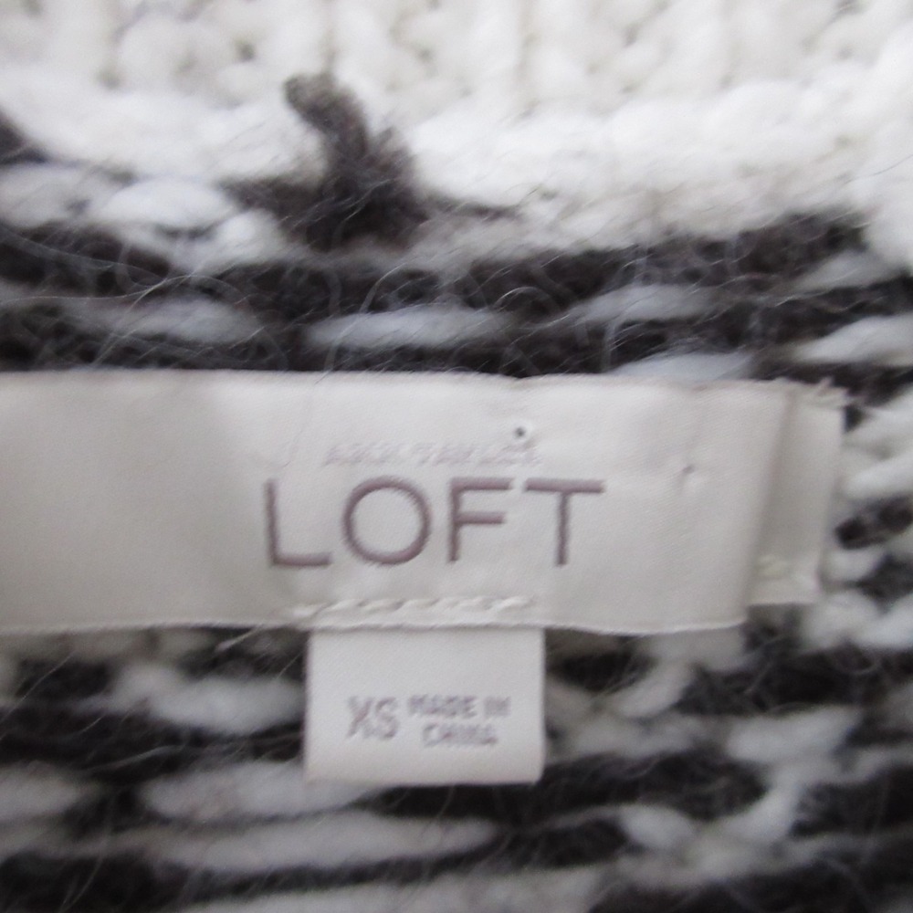 LOFT Sweater XS Fair Isle Fisherman Embellished Beaded Wool Alpaca Blend Nordic - Picture 3 of 9